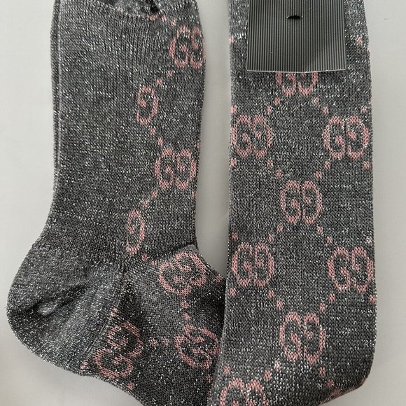 Gucci Accessories - Gucci GG Socks in Silver with Pink Lamé GG